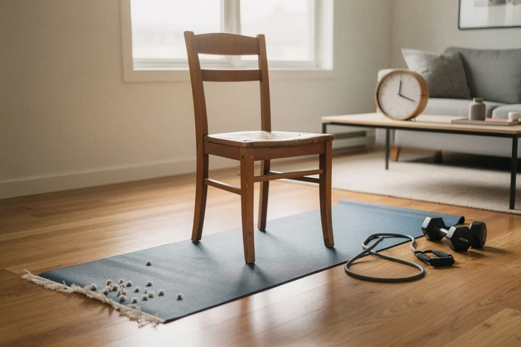 Ne vaikščiojimas ir ne dviratis: paprasta jėgos ir pusiausvyros rutina vyresnio amžiaus žmonėms